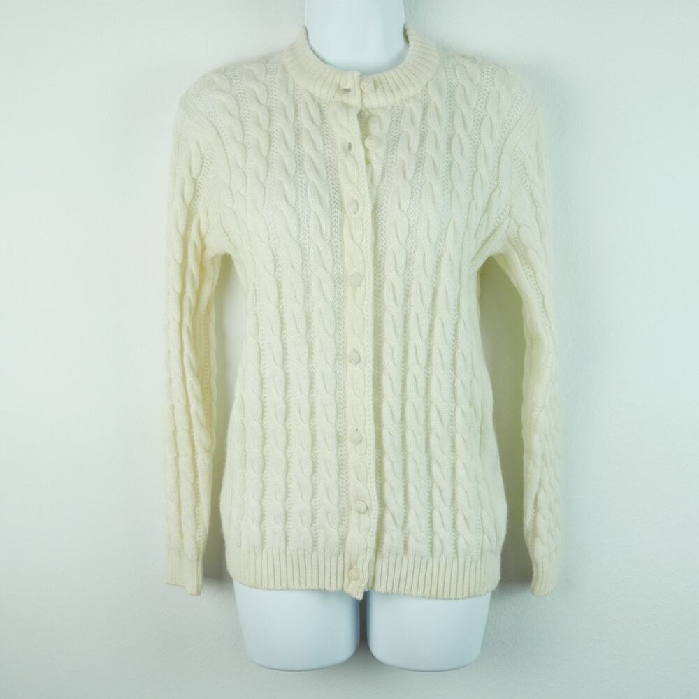 Vintage Smith's Bermuda Wool Cardigan Cable Knit Fisherman Nautical 38‎ Preppy